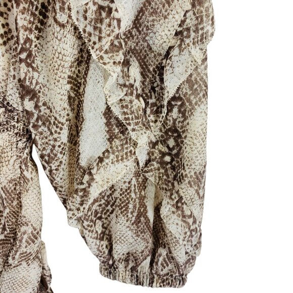 Long Sleeve Ruffle Dress snake print ruffle size xl White house black market - Picture 8 of 16